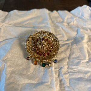 Swirl Rosette Mexican Hat Pin With Colored Rhinestones